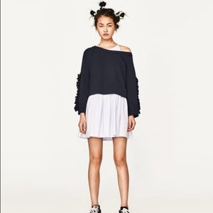 Zara Dresses - Zara Contrasting Mini Dress With Frilled Sweater Zara Dresses - Zara Contrasting Mini Dress With Frilled Sweater